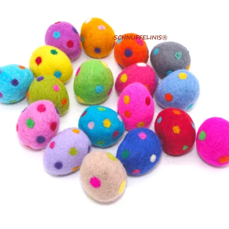 felt eggs, polka dotted egg, felted easter eggs, felt eggs polka dots