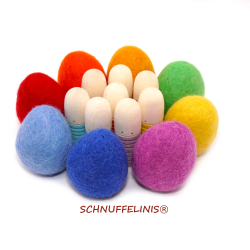 Felt eggs Easter eggs XXL rainbow 6cm set of 16