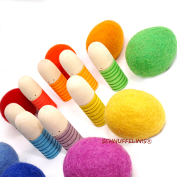 Felt eggs Easter eggs XXL rainbow 6cm set of 16