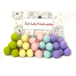 Felt balls unicorn, felt wool cotton candy set, felt ball pompoms