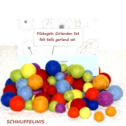 Felt balls 4 sizes, Felt mix rainbow, garland DIY Mix, Waldorf felt