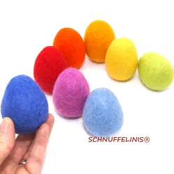 uova di Pasqua colorate, uova di feltro colori dell'arcobaleno, feltro