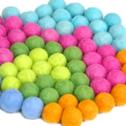 Felt balls spring, felt wool summer colour set, felt ball pompoms