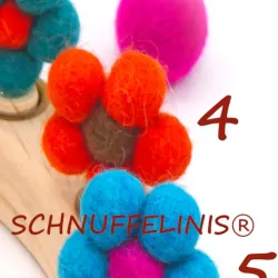 Geburtstagsringe Filz Blumen bunt, gefilzte Blumen Stecker Holzringe