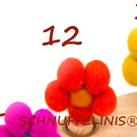 Geburtstagsringe Filz Blumen bunt, gefilzte Blumen Stecker Holzringe