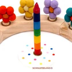 Geburtstagringe Kerzenhalter, Filzstecker für Grimms, Regenbogen Blume