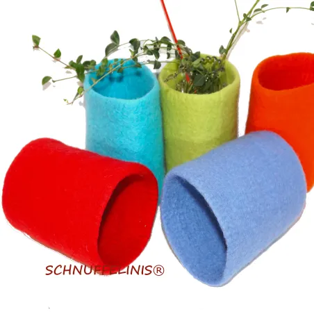 Vases feutrés multicolores, magnifiques vases en laine feutrée