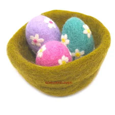 Ostern Ostereier Set, Ostereier Nest, Filzschale Osternest Filz