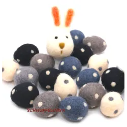 Easter eggs, polka dotted egg, felted easter eggs, wool felted bunny