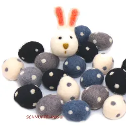 Easter eggs, polka dotted egg, felted easter eggs, wool felted bunny