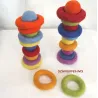 Rainbow wool fel rings, wool felted play rings, Baby grasping toy
