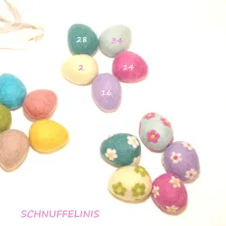 Pastel felt Easter eggs, eggs to hang up, sets of 4 wool felted eggs