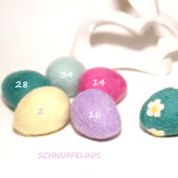 Pastel felt Easter eggs, eggs to hang up, sets of 4 wool felted eggs