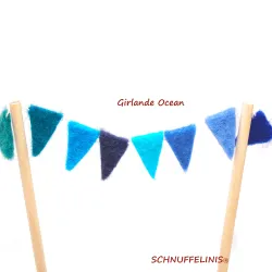 Guirlande de fanions en feutre bleu, l'océan chaîne de fanions