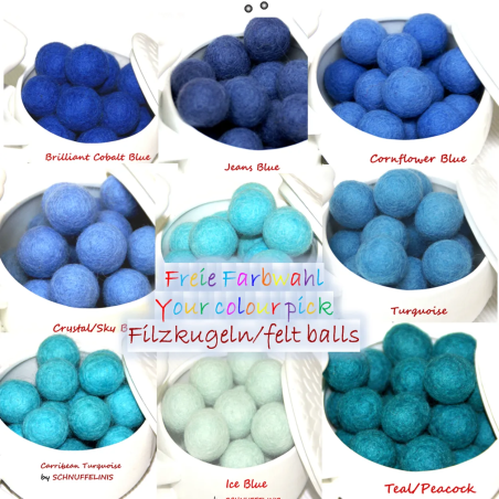felt balls mix blue