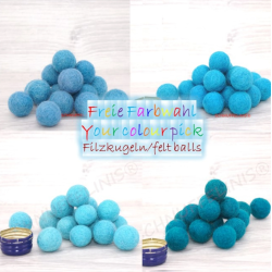 felt balls 4sizes mix 50pcs. turquoise