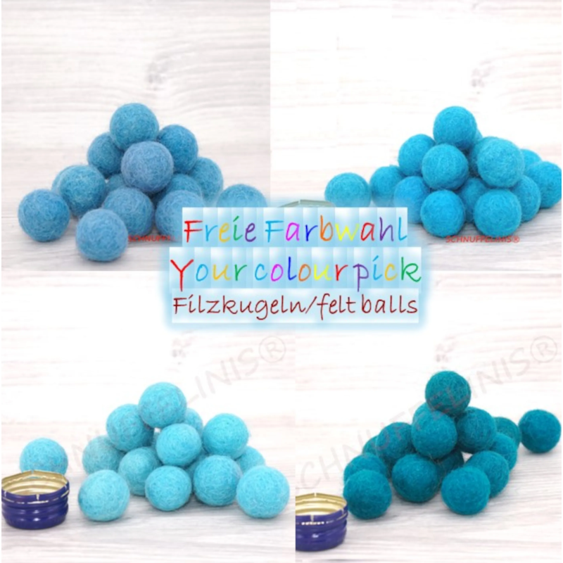 felt balls 4sizes mix 50pcs. turquoise