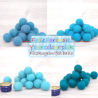 felt balls 4sizes mix 50pcs. turquoise