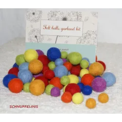 bunte Filzkugeln, Regenbogen Filzbälle Größen Mix, Montessori