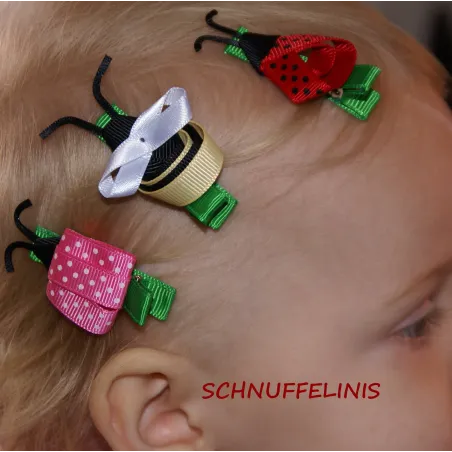 Hair clips for children ladybird, hair clips bee, hair clips muffin