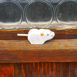 Wooden white mouse, toddler wood toy, wooden animals