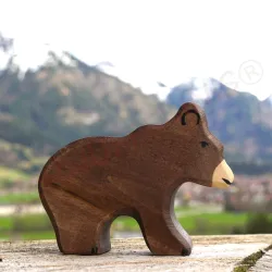 Wooden brown bear, toddler bear wood toy, wooden animals