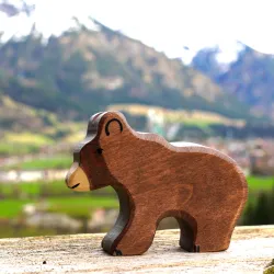 Wooden brown bear, toddler bear wood toy, wooden animals