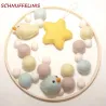 Felt balls baby mobile birds, ready to hand mobile, baby gift