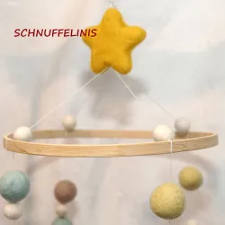 Filzkugeln Baby Mobile Vögel, Filz Vögelchen Baby Geschenk