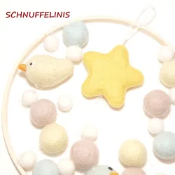 Filzkugeln Baby Mobile Vögel, Filz Vögelchen Baby Geschenk