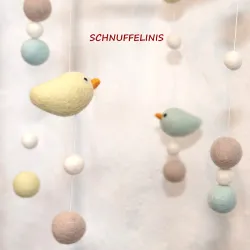 Filzkugeln Baby Mobile Vögel, Filz Vögelchen Baby Geschenk