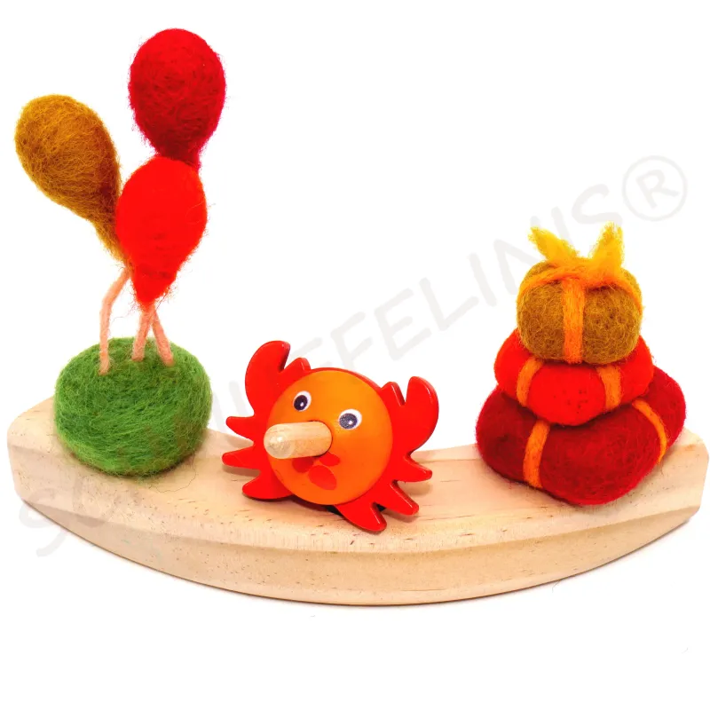 Ballons crab B-day set, felt plugs, felt ornaments, Birthday ornaments