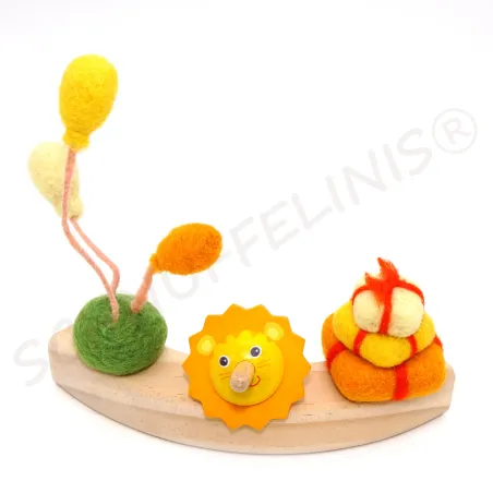 Geschenk Idee Geburtstagsringe Filzstecker, Holzringe Tier Kreisel Set