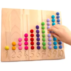 number boards 1 till 10, felt balls montessori, Number tracing board