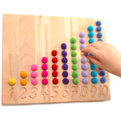 Zahlenlegebrett 1-10 mit Filzkugeln