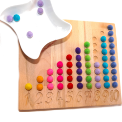 Number tracing board 1-10 with felt balls