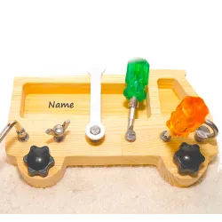 Kids tool bench, Montessori box, tools toddler, Wooden truck