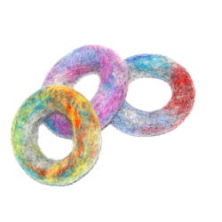 Felt rings rainbow 2sizes, Baby mobile DIY, cat toy felted