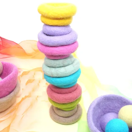 felt rings, stacking rings, toys, mobile, gripping rings, Building toy