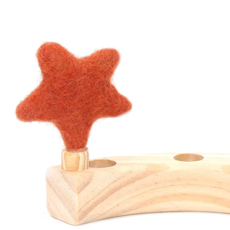 Filz Sterne Geburtstagsringe, Stern gefilzt, Stern Holzring Stecker
