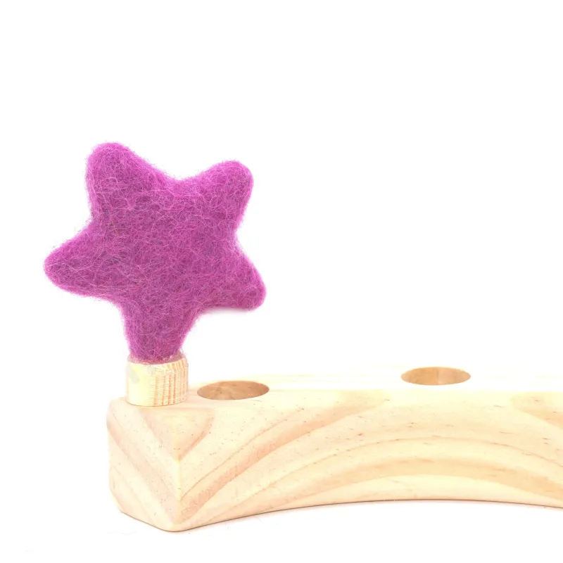 Filz Sterne Geburtstagsringe, Stern gefilzt, Stern Holzring Stecker