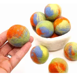 handmade marbled felt balls, felt mottled, mottled felt balls