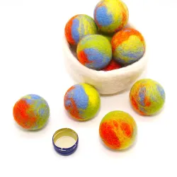 handmade marbled felt balls, felt mottled, mottled felt balls