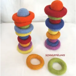 rainbow 8pcs. stacking felt rings