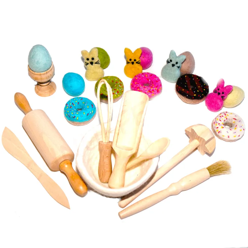 Idée de jeu en bois Kit de pâtisserie pour enfants en feutre et en boi