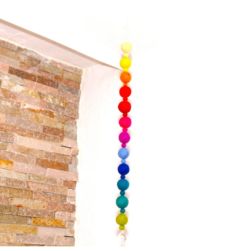 Palline di feltro acchiappasole Reiki arcobaleno mobile