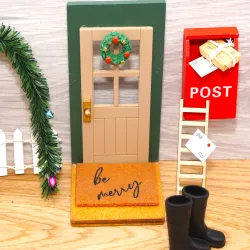 Miniature door set, tomte moves in our house, dollhouse gnome set