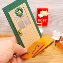 Miniature door set, tomte moves in our house, dollhouse gnome set