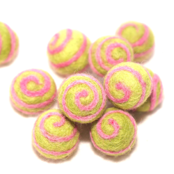 Filzkugeln 5er Sets mit Spiralmuster