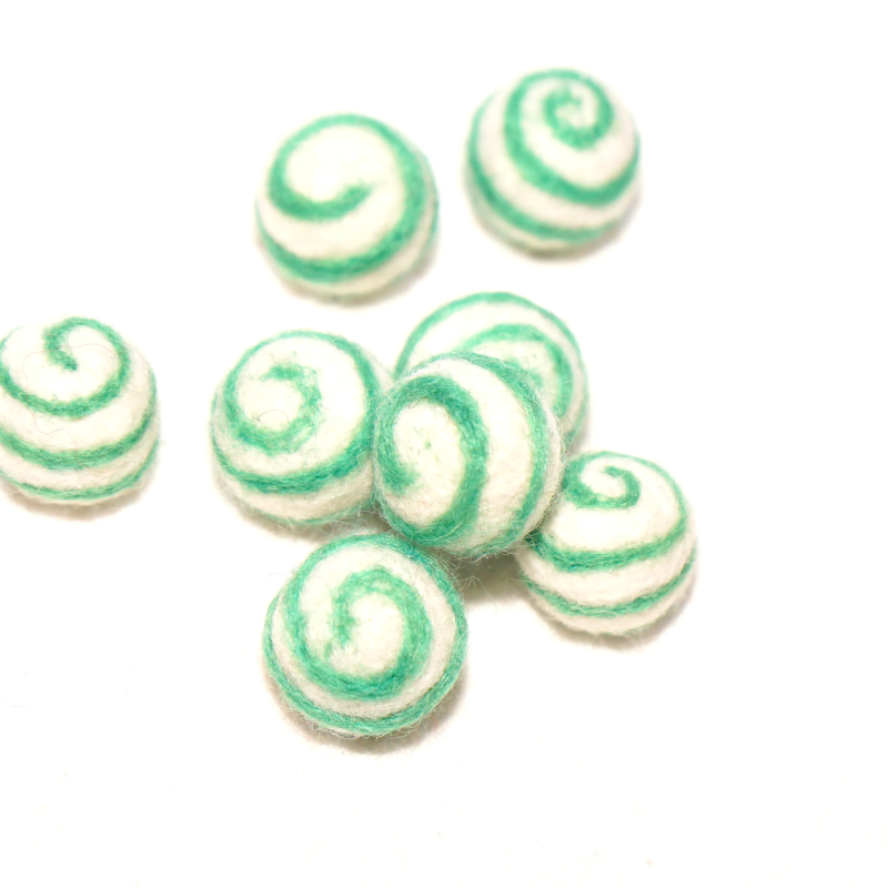 Filzkugeln 5er Sets mit Spiralmuster